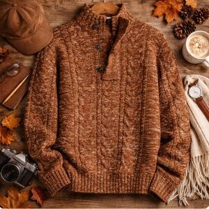 Vintage Cable Knit Quarter Zip Sweater